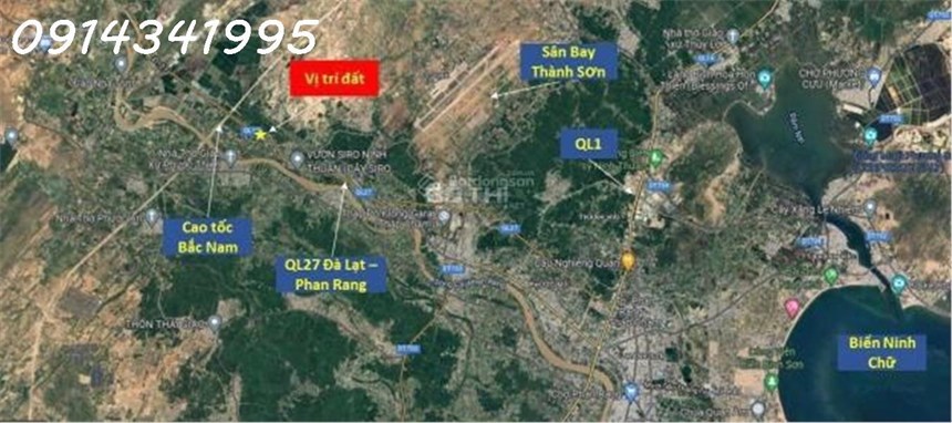 Mặt QL27A, DT 20x50m; 200m tới tốc B-N, sân bay Thành Sơn 5km, 15km tới biển. 3.4tỷ