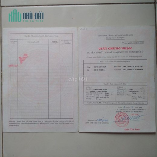 Chính chủ bán nhà số 819/11 Quang Trung Phường 12, Quận Gò Vấp, Tp Hồ Chí Minh