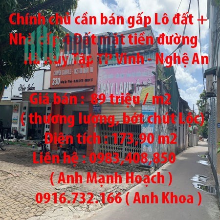 Chính chủ cần bán gấp Lô đất + Nhà cấp 4 Đất mặt tiền đường Hà Huy Tập TP Vinh - Nghệ An