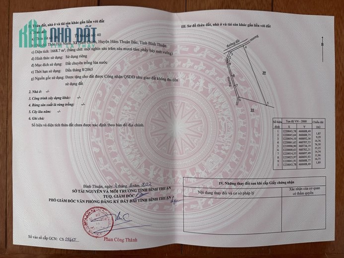 Chủ cần bán lô đất thuộc Thuận Minh, Hàm Thuận Bắc, Tỉnh Bình Thuận .