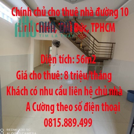 Chính chủ cho thuê nhà đường 10  Linh Chiểu, Thủ Đức, TPHCM