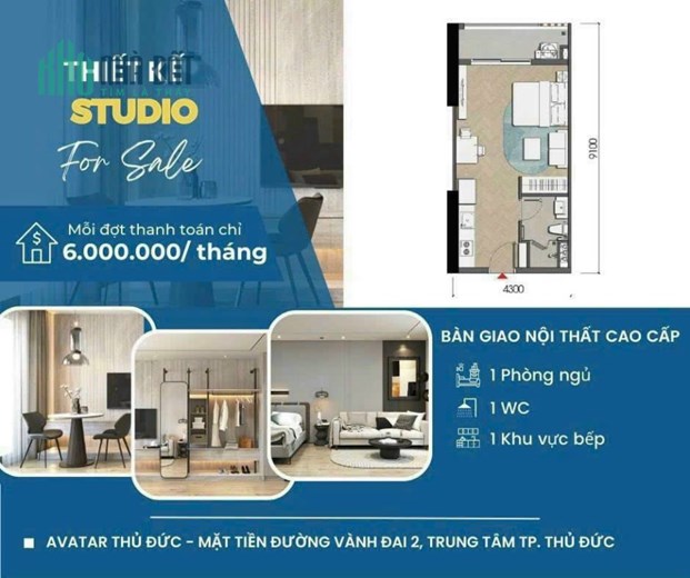 Chung cư cao cấp Avatar Thủ Đức, 2pn 73m2,ký HĐ 133 triệu mỗi tháng góp 11 triệu, liên hệ nhận