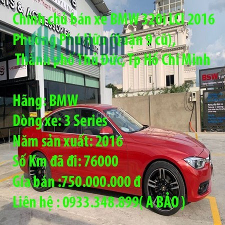 Chính chủ bán xe BMW 320i LCI 2016 Phường Phú Hữu (Quận 9 cũ), Thành phố Thủ Đức, Tp Hồ Chí Minh
