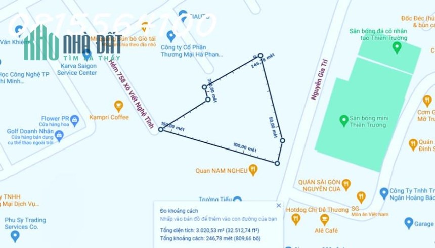 Bán nhanh 2.873m2 Mặt tiền Nguyễn Gia Trí, Phường 25, Bình Thạnh - giá bán 260 tỷ.