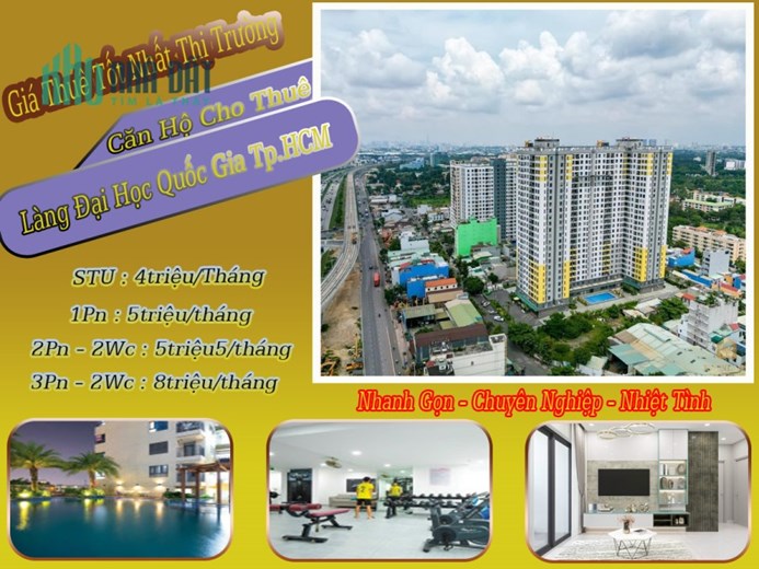 Cho thuê căn hộ ở làng đại học quốc gia TP.HCM nội thất gần như Full