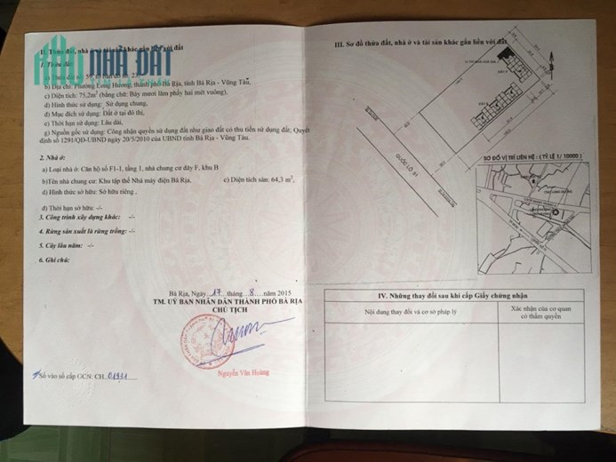 BÁN NHANH Căn Hộ Chung Cư Lô Góc Tầng Trệt - Cư Xá Nhà máy Điện Bà Rịa