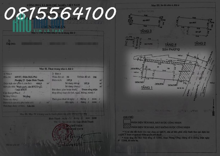 Bán nhà 2MT đường tân cảng, P25, Bình Thạnh. DTKV 252m2 Giá 60 tỷ