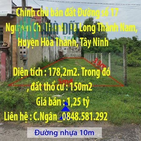 Chính chủ bán đất Đường số 17 Nguyễn Chí Thanh, Xã Long Thành Nam, Huyện Hòa Thành, Tây Ninh