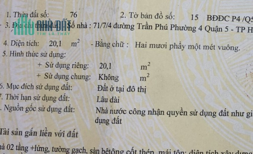 CHÍNH CHỦ BÁN NHANH Căn Nhà Đẹp Tại Quận 5 - Giá Đầu Tư