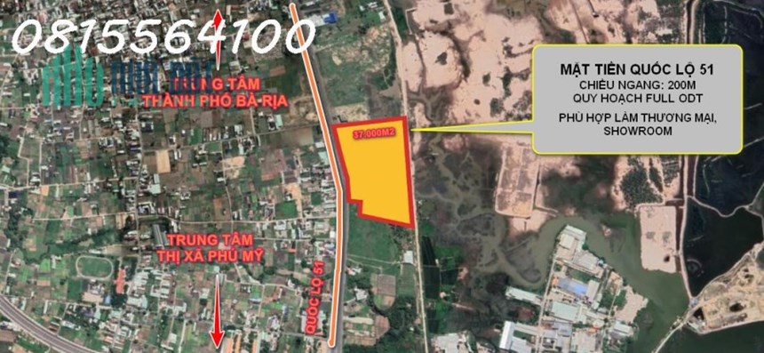 Chuyển nhượng dự án và hợp tác đầu tư khai thác khu đất 37.000m2 (Full ODT) Mặt tiền Quốc Lộ 51,