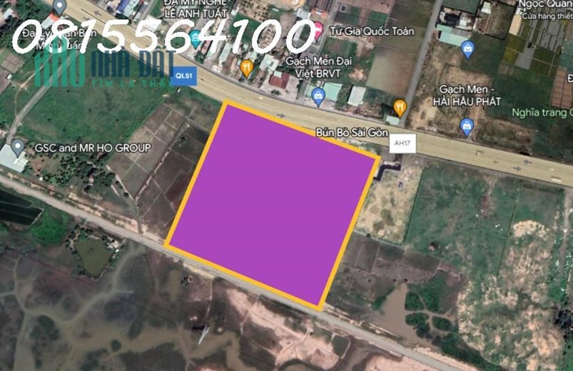 Chuyển nhượng hoặc hợp tác đầu tư 2MT quốc lộ 51, Thị Xã Phú Mỹ, Quy mô dự án 20.000m2 (2ha) dt