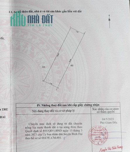 Bán lô đất mặt tiền Quốc Lộ 57B, x. Long Hoà, Bình Đại, Bến Tre