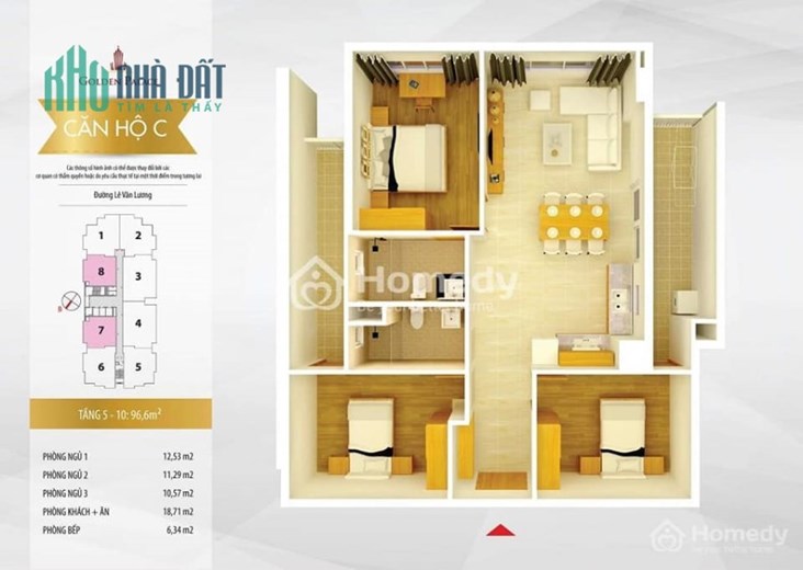 Golden Palace Lê Văn Lương, 3 ngủ, 2 thoáng (ban công, lô gia),  tầng trung ở sướng, nhỉnh 4 tỷ