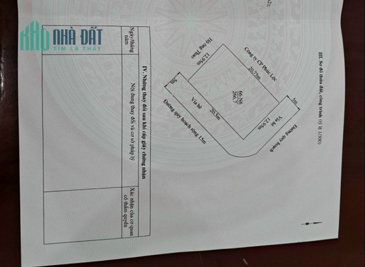 BĐ Bán lô đất Biệt thự  2 mặt tiền  266M ngang 12 m khu biệt thự Hải An