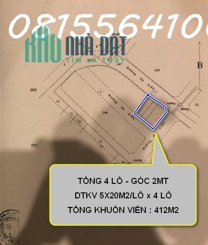 Cần bán gấp 4 lô đất biệt thự ven sông 20x20(412m2) góc 3mt Bình lợi, P13, Bình Thạnh. Giá mềm