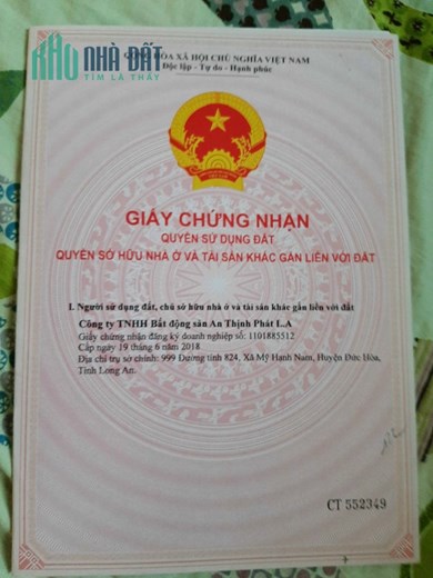 Bán 70m2 thổ cư tại xã Lương Bình, huyện Bến Lức, SHR, 1.080 tỷ. Lh:0907777988