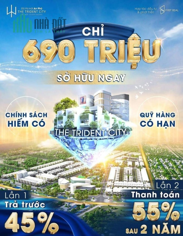 BÁN ĐẤT DỰ ÁN ĐÔ THỊ QUỐC TẾ THE TRIDENT CITY TUNG CHÍNH SÁCH KHỦNG GIAI ĐOẠN 2 Phường An Phú,