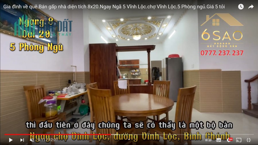Bán nhà trả nợ 8x20 gần ngã 5 Vĩnh Lộc - chợ Vĩnh Lộc