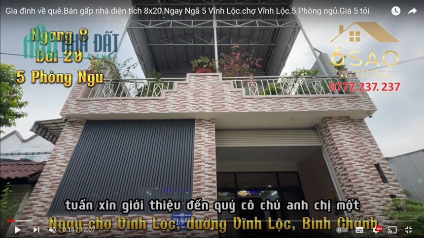 Bán ngôi nhà trả nợ 8x20 gần ngã 5 Vĩnh Lộc - chợ Vĩnh Lộc