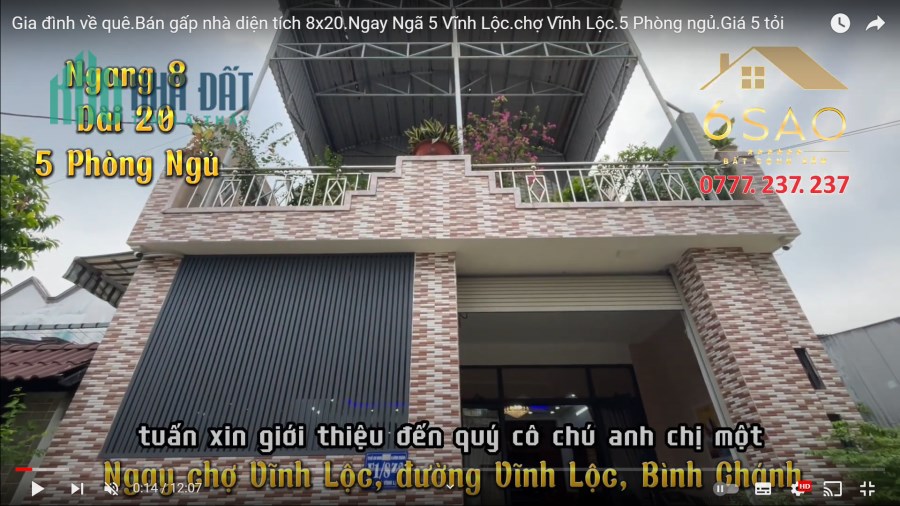 Bán ngôi nhà trả nợ 8x20 ngay ngã 5 Vĩnh Lộc - chợ Vĩnh Lộc