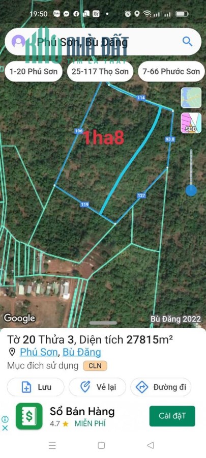 CHỦ CẦN BÁN NHANH LÔ ĐẤT Vị Trí Đẹp Tại xã Phú Sơn, huyện Bù Đăng, tỉnh Bình Phước.