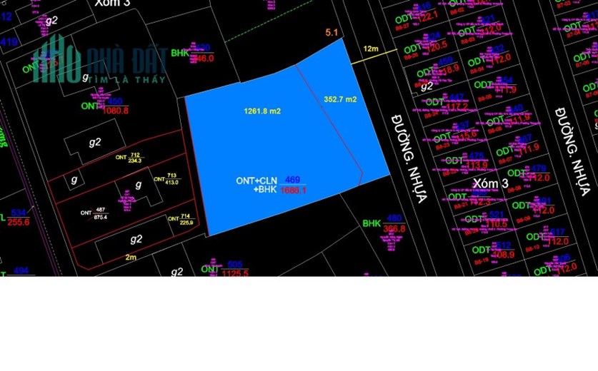 Lô Đất thổ cư Siêu To hơn 1600m2, đường 12m, xóm 34 Nghi Kim