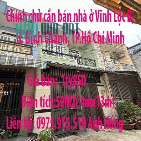 Chính chủ cần bán nhà ở Vĩnh Lộc B, Bình Chánh, Hồ Chí Minh