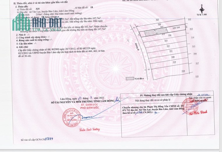 Cần bán lô đất thổ cư sổ đỏ có sẵn giá chỉ 6 tr/m2 cách tp Bảo Lộc 10 phút đi xe.