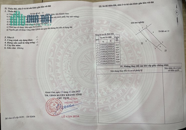 NT: Bán đất nền Khánh Vĩnh Nha Trang, sổ con, đường ô tô. 1.000m2 giá 280tr