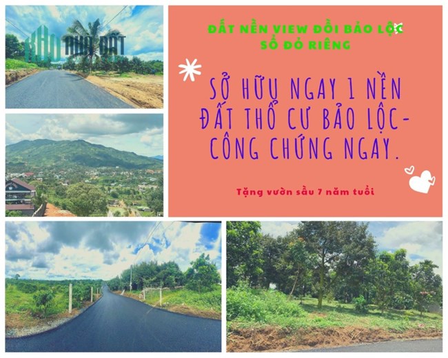 Cần bán lô đất thổ cư sổ đỏ có sẵn giá chỉ 6 tr/m2 cách tp Bảo Lộc 10 phút đi xe.