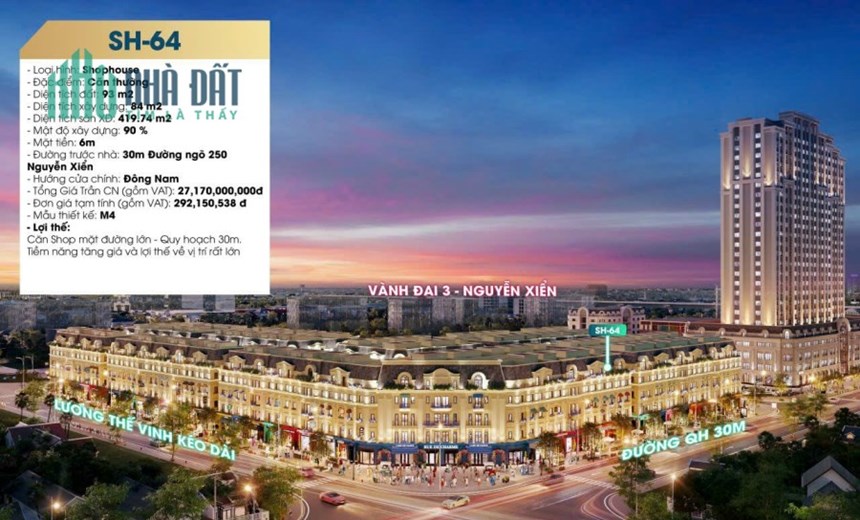 Shophouse dự án đường Lương Thế Vinh kéo dài, 93m2, 25.4 tỷ