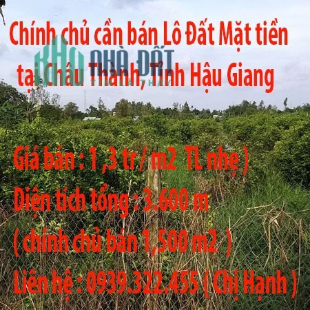 Chính chủ cần bán Lô Đất Mặt tiền  tại Châu Thành, Tỉnh Hậu Giang
