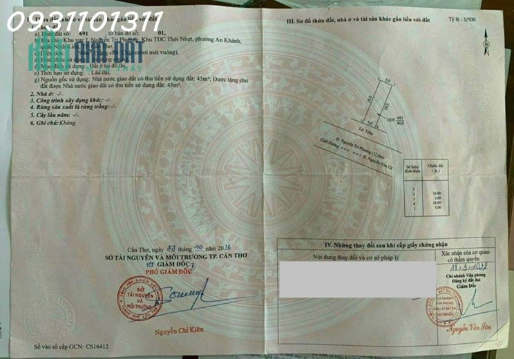 Bán nền mặt tiền Nguyễn tri phương- có sẵn 5 căn nhà trọ thu nhập 14tr/ tháng
