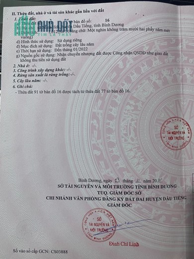 Cần bán nhanh lô đất đẹp, rộng vuông vắn, giá hời tại Xã Minh Hòa, Dầu Tiếng Bình Dương