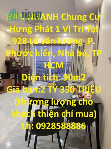 BÁN NHANH Chung Cư Hưng Phát 1 Vị Trí Tại Nhà BÈ - TP HCM