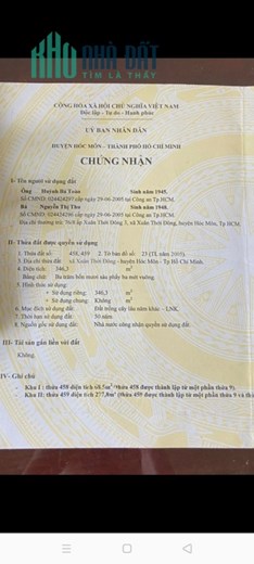 Chính chủ bán nhà mặt tiền đường xã Xuân Thới Đông, Hóc Môn, TPHCM