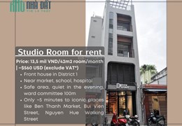 PHÒNG STUDIO 42m2, NỘI THẤT CƠ BẢN, MẶT TIỀN HỒ HẢO HỚN, CÔ GIANG, QUẬN 1