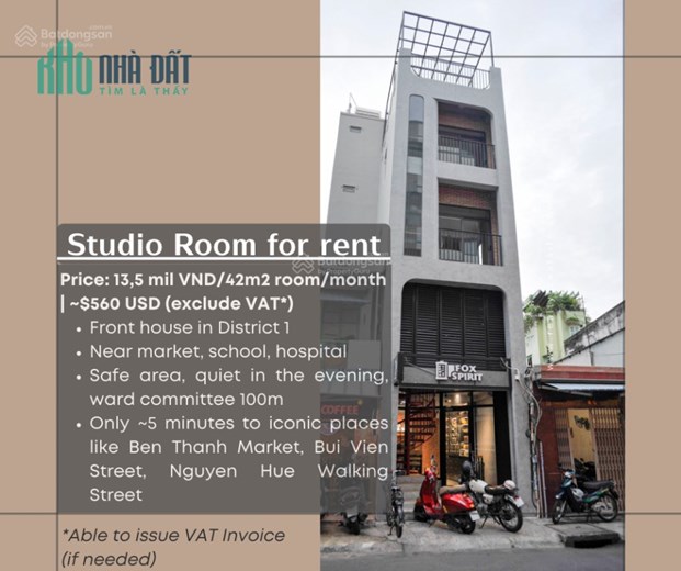 PHÒNG STUDIO 42m2, NỘI THẤT CƠ BẢN, MẶT TIỀN HỒ HẢO HỚN, CÔ GIANG, QUẬN 1