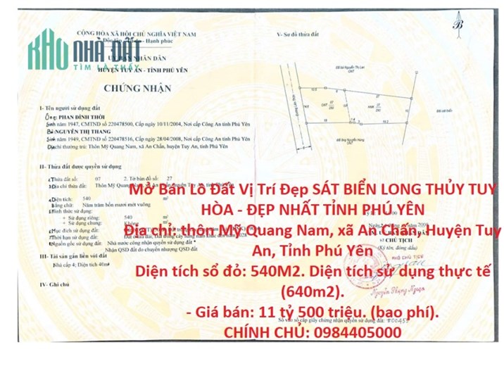 Mở Bán Lô Đất Vị Trí Đẹp SÁT BIỂN LONG THỦY TUY HÒA - ĐẸP NHẤT TỈNH PHÚ YÊN