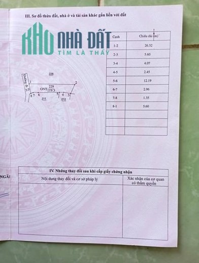 Chính chủ cần bán lô đất thuộc  Xã Tịnh thiện - TP Quảng Ngãi  -Tỉnh Quảng Ngãi.