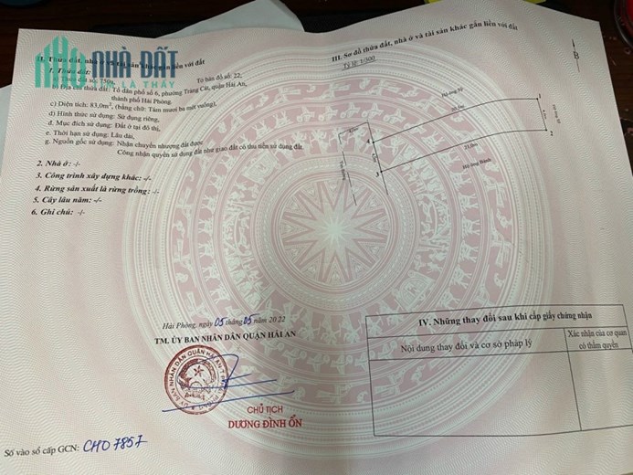 BĐ Bán lô đất 83M ngõ 38 Cát Vũ  Tràng Cát Giá 22 tr