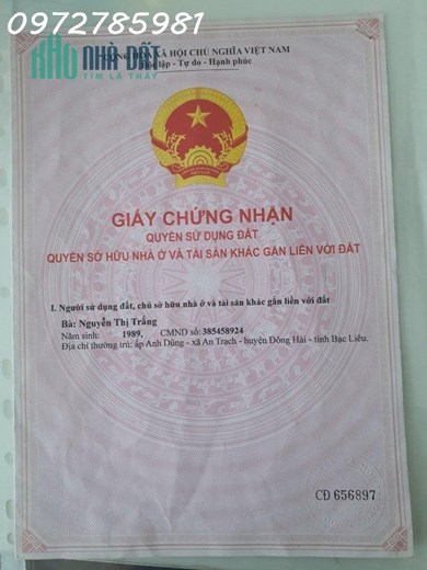 Bán đất chính chủ 80m2 thổ cư trong bến xe Bạc Liêu, quy hoạch thành chợ trong tương lai