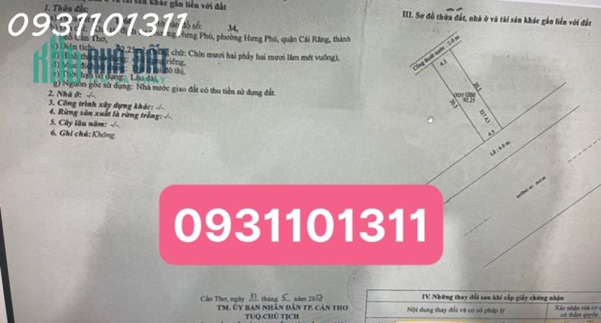 BÁN NHÀ TRỆT KDC HƯNG PHÚ 1 MẶT TIỀN TRẦN VĂN TRÀ ĐOẠN QUA CẦU 26/3