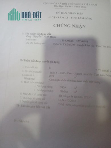 CHÍNH CHỦ Cần Bán Nhanh Lô Đất Tại Huyện Lâm Hà