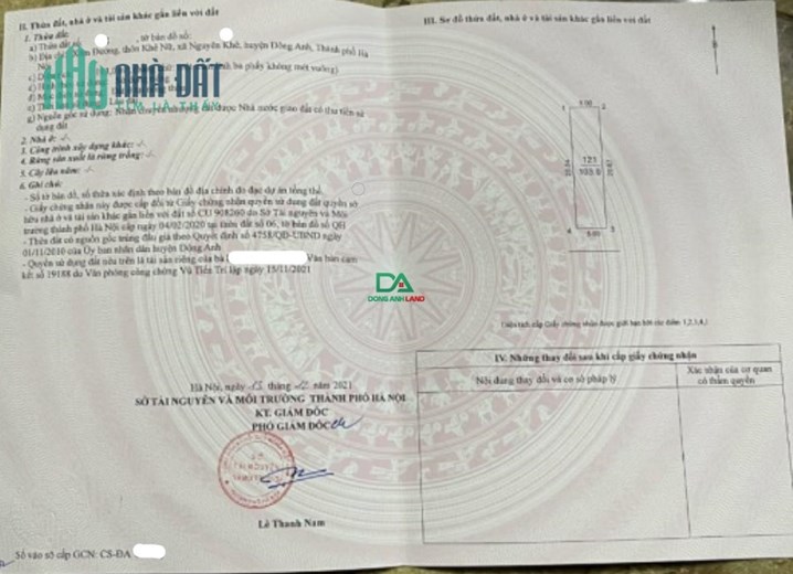 Bán 103m đất đấu giá sát khu Biệt thự Nguyên Khê Đông Anh kinh doanh mặt đường