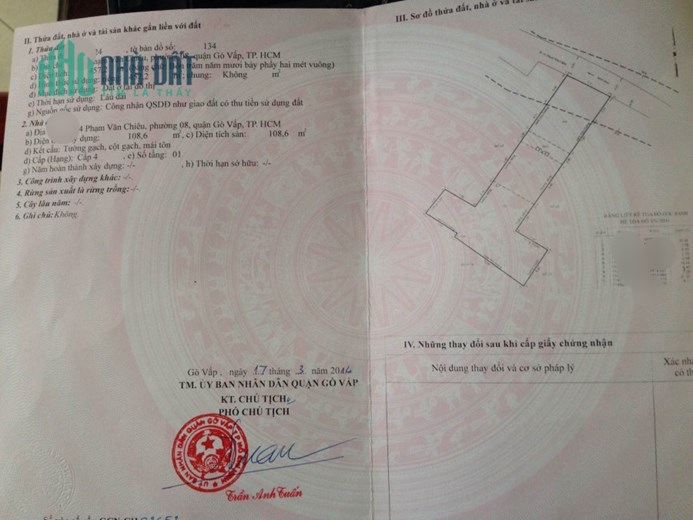 Bán căn nhà cung cấp 4 Phạm Văn Chiêu ,p8, Gò Vấp 457m2 giá chỉ 26 tỷ
