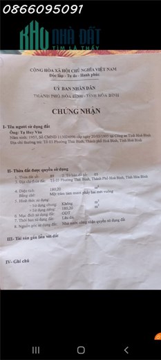 Cần bán nhà tổ 3. Phường Thái Bình. TP. Hòa Bình
