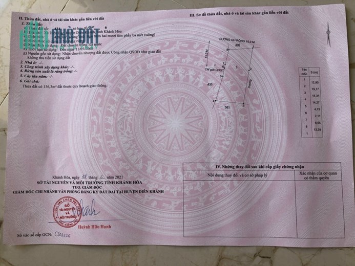 Bán 3 lô lúa MT D6 XÓM MỚI DIÊN LẠC, DIÊN KHÁNH