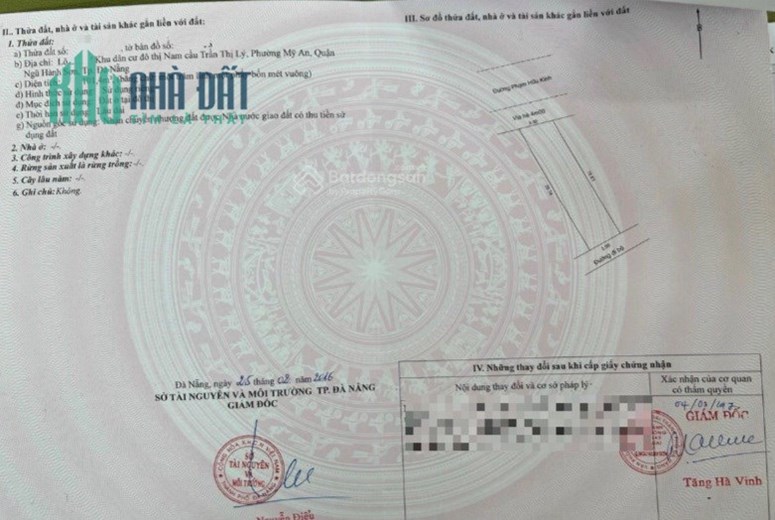 Cần bán lô đất lô góc 2 mặt tiền đường Phạm Hữu Kính. đối diện với dự án Sun Cosmo