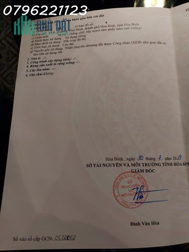 Cần bán đất tổ 6. Phường thái bình. Tp hòa bình